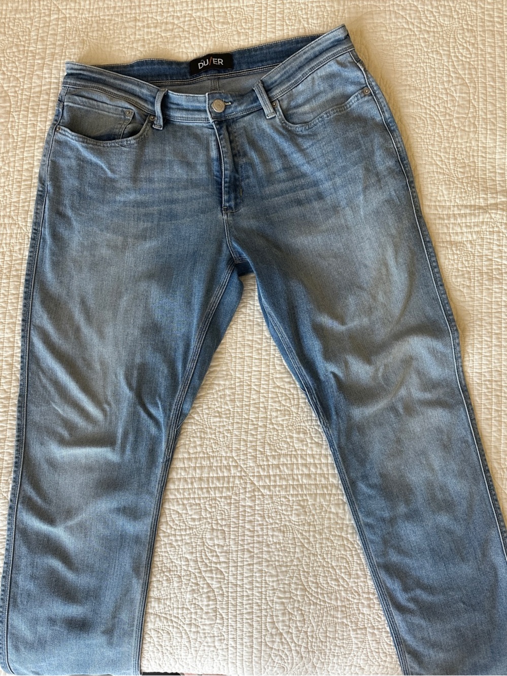 Men's DU/ER Size 34x30 Light Blue Slim Jeans